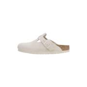 Boston suède klomp met kurken voetbed Birkenstock , White , Dames