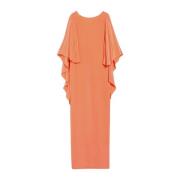 Oranje Zijden Maxi Jurk Max Mara , Orange , Dames