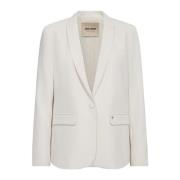 Vrouwelijke Blazer met V-hals en Klepzakken MOS Mosh , White , Dames