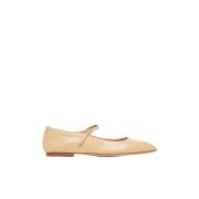 Beige Nappa Leren Ballet Flats aeyde , Beige , Dames