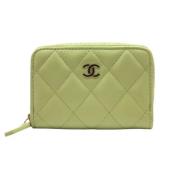 Pre-owned Leather wallets Chanel Vintage , Green , Dames