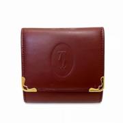 Pre-owned Leather wallets Cartier Vintage , Red , Dames