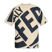 T-shirt met logo Salvatore Ferragamo , Beige , Heren