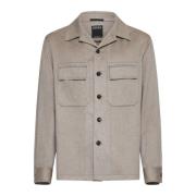 Kasjmier Bowling Kraag Overshirt Ermenegildo Zegna , Beige , Heren