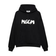 Zwarte Logo Print Hoodie Msgm , Black , Heren