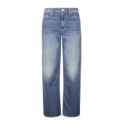 Mid Rise Spinner Zip Sneak Jeans Mother , Blue , Dames