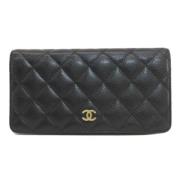 Pre-owned Leather wallets Chanel Vintage , Black , Dames