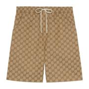 Beperkte oplage canvas shorts bruin Gucci , Brown , Heren