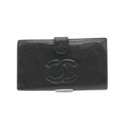 Pre-owned Leather wallets Chanel Vintage , Black , Dames