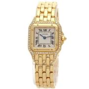 Pre-owned Yellow Gold watches Cartier Vintage , White , Dames