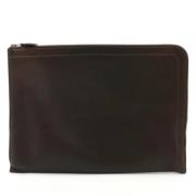 Pre-owned Leather clutches Hermès Vintage , Brown , Dames