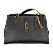 Zwarte Chic Satchel met Contrasterende Details Guess , Black , Dames