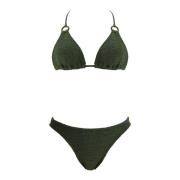 Gerimpelde Triangel Top Bikini Set Hunza G , Green , Dames