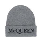 Uitdagende Cashmere Beanie Hat Alexander McQueen , Gray , Heren