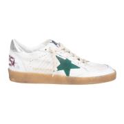 Witte Groene Leren Sneakers met Suède Ster Golden Goose , White , Here...