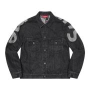 Zwarte Denim Trucker Jack Beperkte Oplage Supreme , Black , Heren