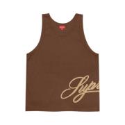 Mesh Script Tank Top Brown Supreme , Brown , Heren