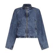 Blauwe Denim Jas met Mock Hals Alaïa , Blue , Dames