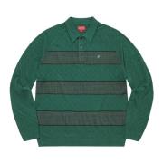 Gestreept Gebreid Poloshirt Groen Supreme , Green , Heren