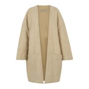 Beige Melange Wol Linnen Oversized Jas Cortana , Beige , Dames