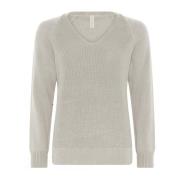 V-hals Casual Pullover Blouse Melange Skovhuus , Gray , Dames