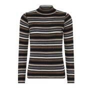 Gestreepte Ribgebreide Pullover Houtskool Trui Skovhuus , Multicolor ,...