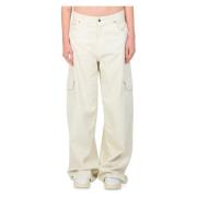 Cargo Broek in Twill Stof Haikure , White , Dames