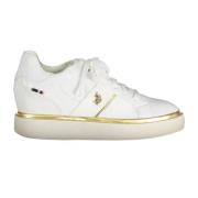 Witte Veterschoenen met Logodetail U.s. Polo Assn. , White , Dames