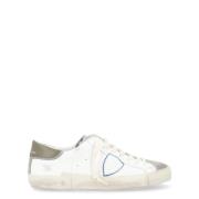 Vintage wit leren sneaker met groene hiel Philippe Model , White , Her...