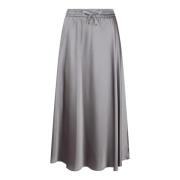 Satijnen Rok met Zijsplit Herno , Gray , Dames