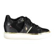 Zwarte Sneakers met Logo Details U.s. Polo Assn. , Black , Dames