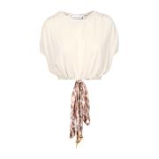 Ginger Katoen Crew Neck T-shirt Simona Corsellini , Beige , Dames