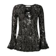 Zwart Sequin Kant Uitgesneden Top Nina Ricci , Black , Dames