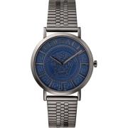 Essential Stalen Horloge Blauw Grijs Versace , Gray , Heren