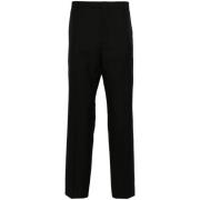 Zwarte Twill Broek met Geborduurd Logo Gucci , Black , Heren