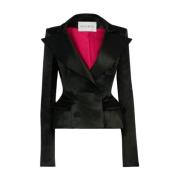 Zwarte Satijnen Peplum Blazer Nina Ricci , Black , Dames