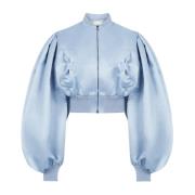 Blauwe Satijnen Cropped Bomberjack Nina Ricci , Blue , Dames