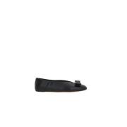 Zwarte Leren Ballerina Schoenen Salvatore Ferragamo , Black , Dames