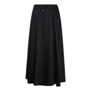 Satijnen Rok met Zijsplit Herno , Black , Dames