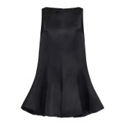 Zwarte Zijden Satijnen Mini Jurk Khaite , Black , Dames