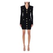 Zwarte Gebreide Jurk met Knopen Balmain , Black , Dames