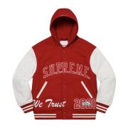 Beperkte Editie King Hooded Varsity Jacket Rood Supreme , Red , Heren