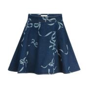 Denim Flared Mini Rok Nina Ricci , Blue , Dames