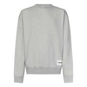 Grijze Crewneck Sweatshirt met Logo Label Jil Sander , Gray , Heren