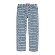 Frayed Logos Regular Blue Jeans Supreme , Blue , Heren