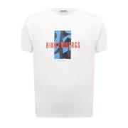 Heren Logo Print T-Shirt Bikkembergs , White , Heren