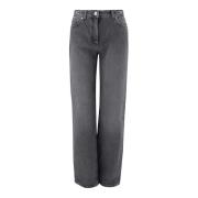 Grijze Katoenen Denim Straight Leg Jeans Versace , Gray , Dames