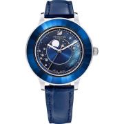 Lux Moon Blauw Leren Horloge Swarovski , Blue , Dames