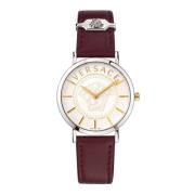 Essential Rood/Zilver Leren Horloge Versace , Gray , Dames