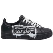 Zwarte Fondo Court Sneakers met Inscriptie Versace Jeans Couture , Bla...